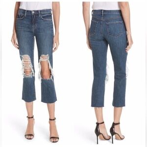 L’AGENCE Jordan ripped crop straight leg jeans size 29